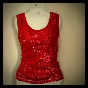 Red sequin top